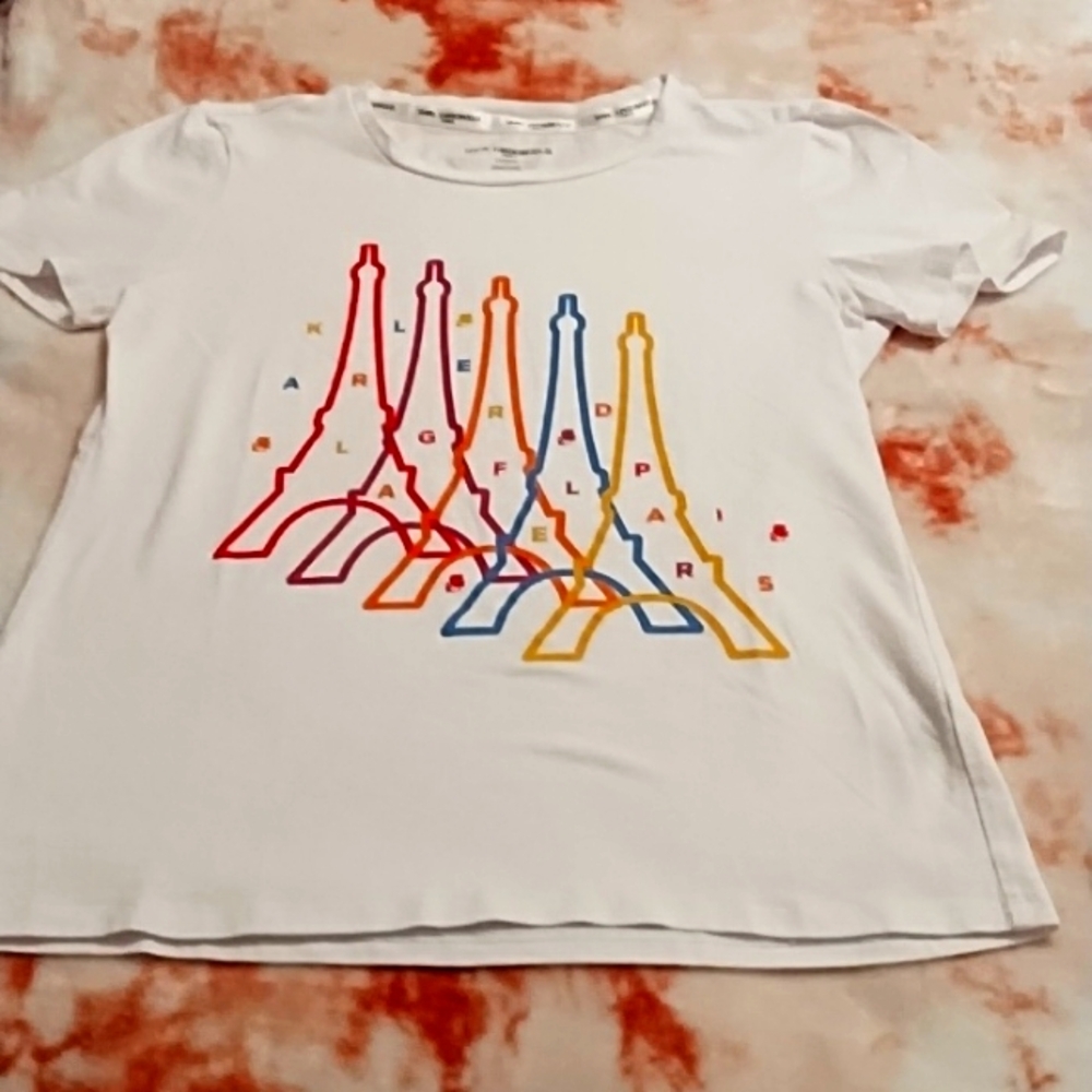 Karl Lagerfeld PARIS Rainbow 🌈 Eifel Tower 🗼 Tee Shirt
